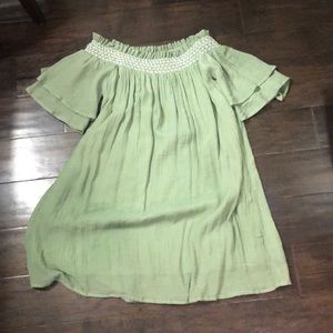 Kori America sage off shoulder dress M